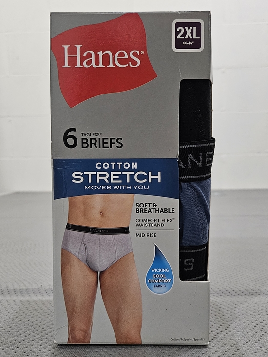 Hanes Other - Hanes Men's Briefs 6 Pack - Black & Blue Cotton Stretch Size 2XL